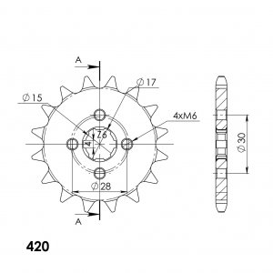 Front sprocket SUPERSPROX CST-253:16 16T, 420