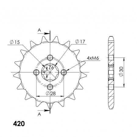 Front sprocket SUPERSPROX CST-253:17 17T, 420