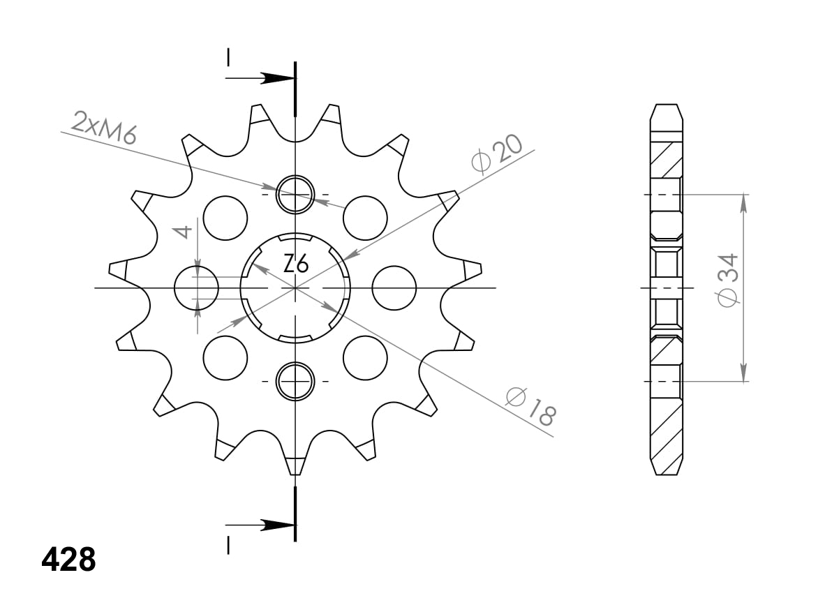 Front sprocket SUPERSPROX CST-259:16 16T, 428