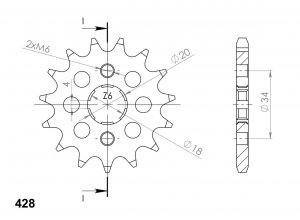 Front sprocket SUPERSPROX CST-259:16 16T, 428