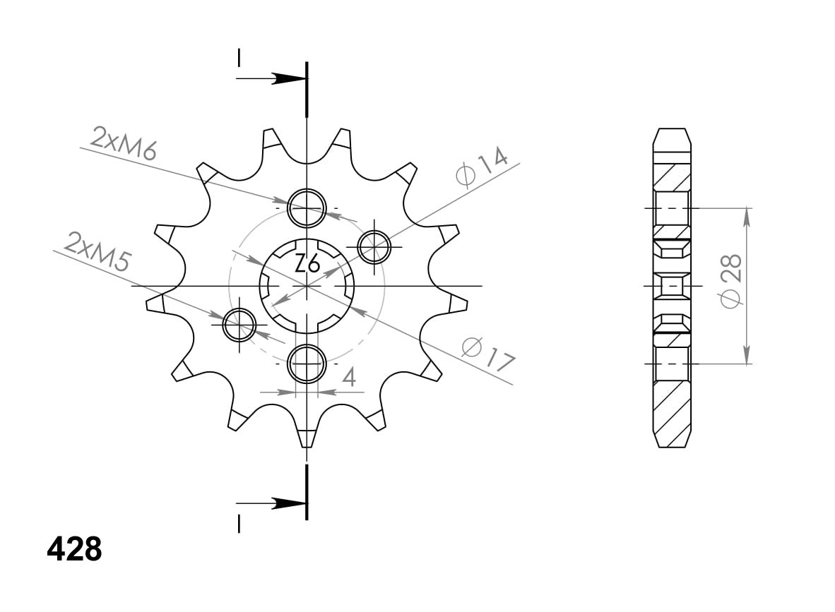 Front sprocket SUPERSPROX CST-277:13 13T, 428