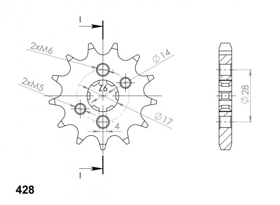 Front sprocket SUPERSPROX CST-277:14 14T, 428