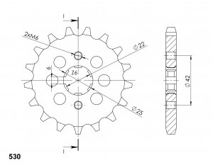 Front sprocket SUPERSPROX 16T, 530