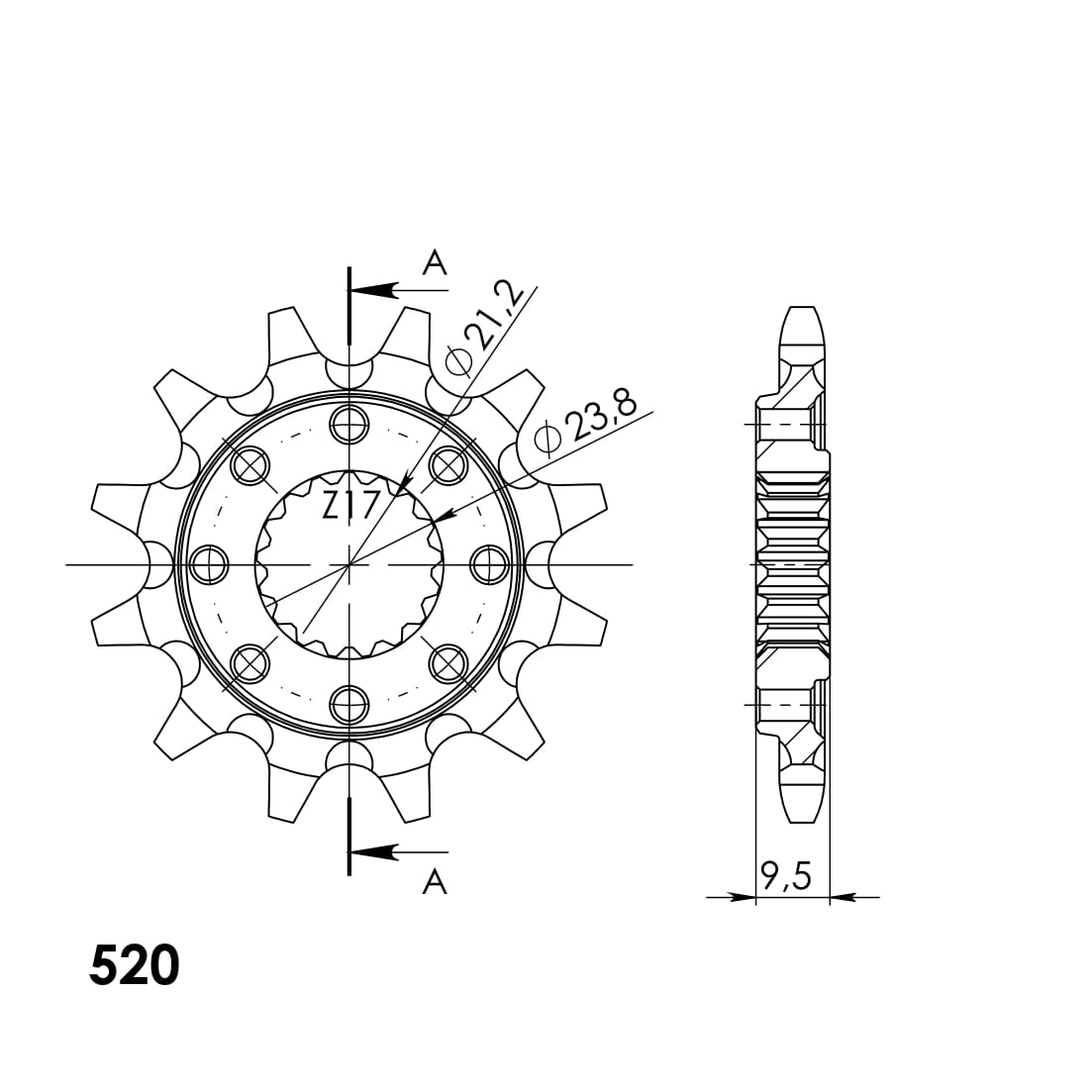 Front sprocket SUPERSPROX CST-284:12 12T, 520