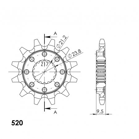 Front sprocket SUPERSPROX CST-284:12 12T, 520