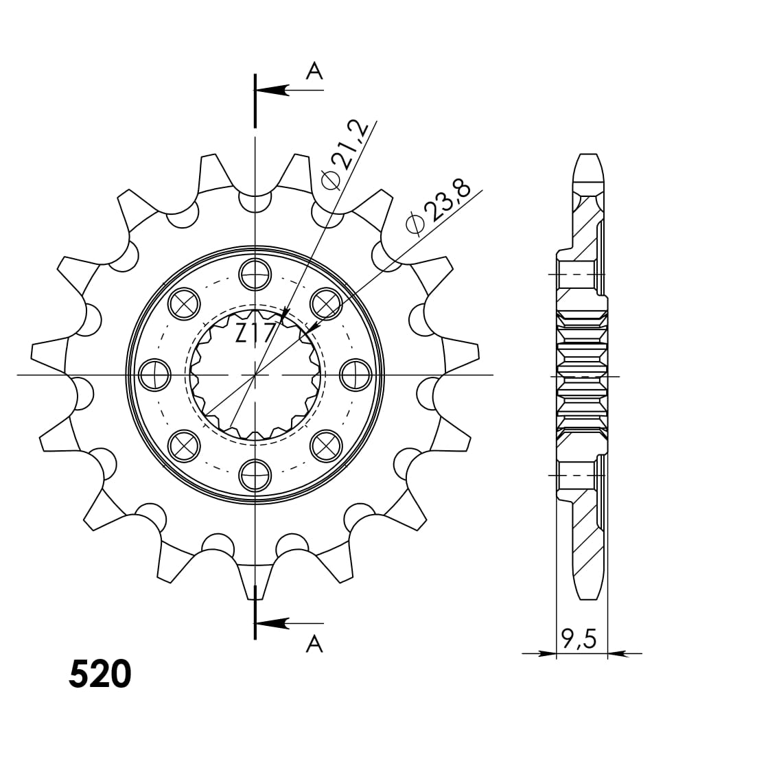 Front sprocket SUPERSPROX CST-284:15 15T, 520