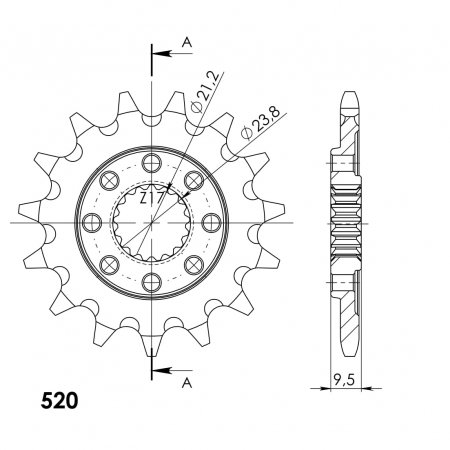 Front sprocket SUPERSPROX CST-284:15 15T, 520