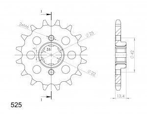 Front sprocket SUPERSPROX CST-291:15 15T, 525