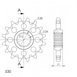 Front sprocket SUPERSPROX CST-295:14 14T, 530