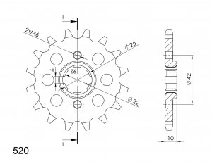 Front sprocket SUPERSPROX 15T, 520