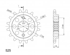 Front sprocket SUPERSPROX CST-314:15 15T, 525