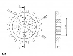 Front sprocket SUPERSPROX 16T, 525