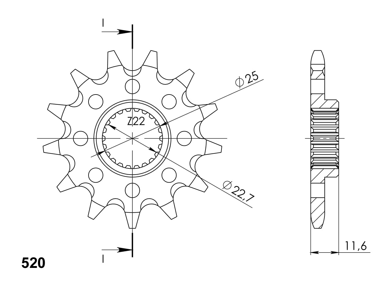 Front sprocket SUPERSPROX CST-3221:11 11T, 520