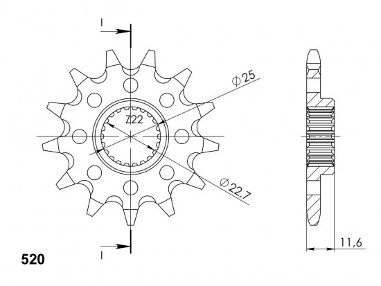 Front sprocket SUPERSPROX CST-3221:11 11T, 520