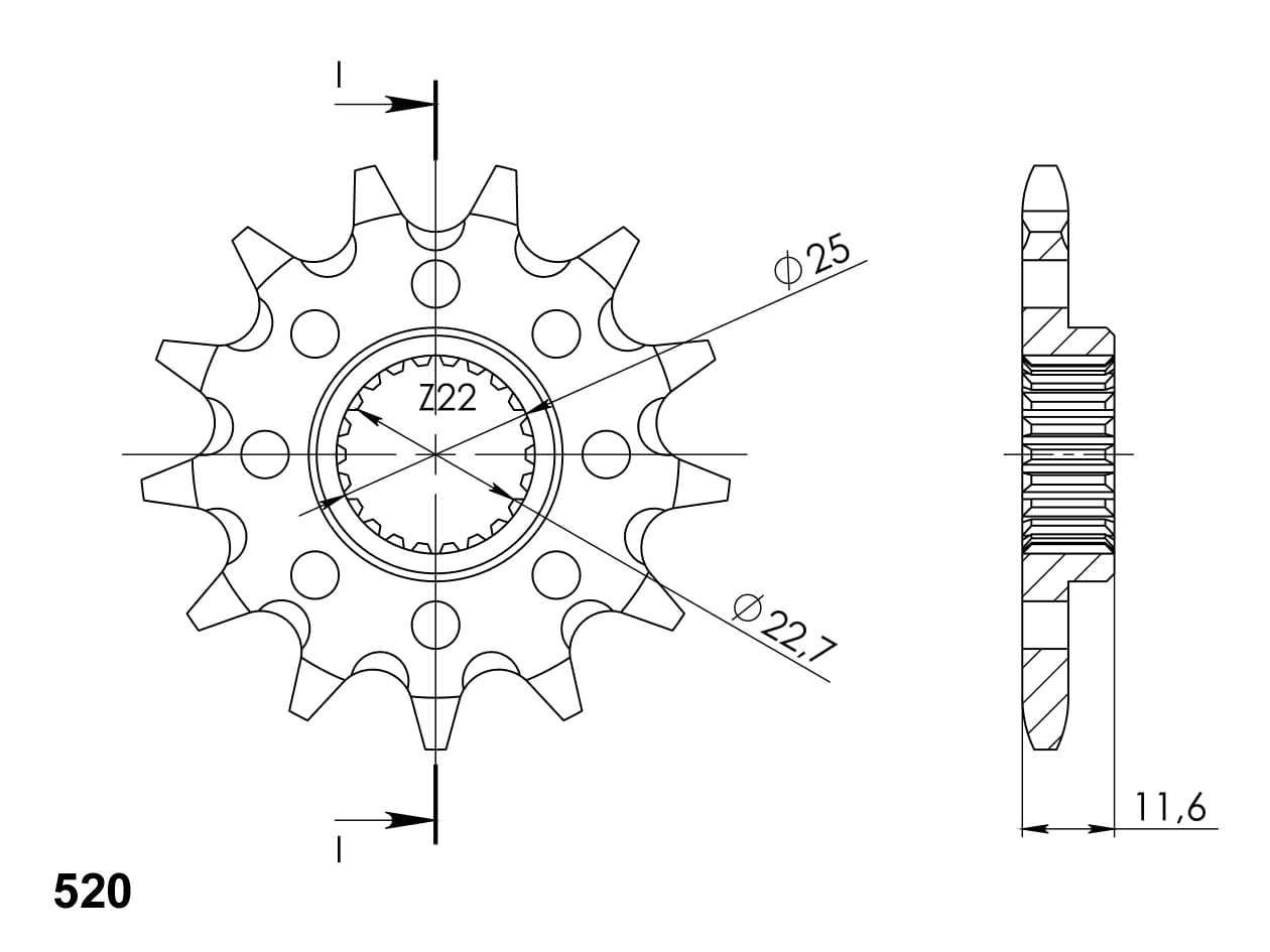 Front sprocket SUPERSPROX CST-3221:12 12T, 520