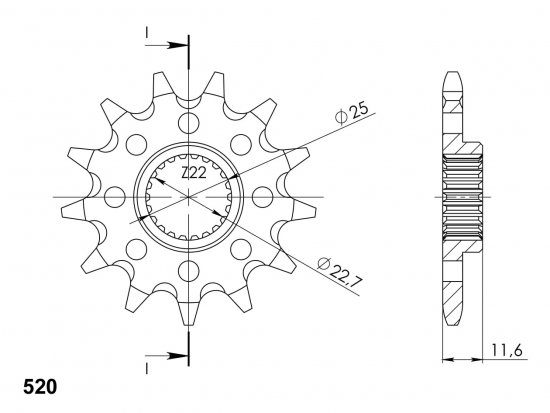 Front sprocket SUPERSPROX CST-3221:12 12T, 520