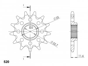 Front sprocket SUPERSPROX CST-3221:12 12T, 520