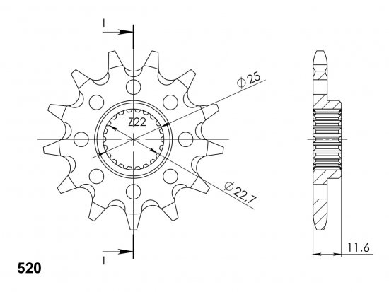 Front sprocket SUPERSPROX CST-3221:13 13T, 520