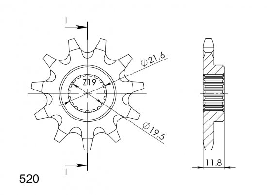 Front sprocket SUPERSPROX CST-3222:11 11T, 520