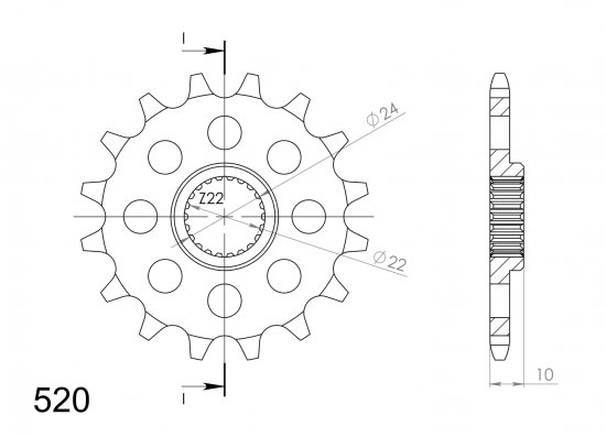 Front sprocket SUPERSPROX CST-402:16 16T, 520