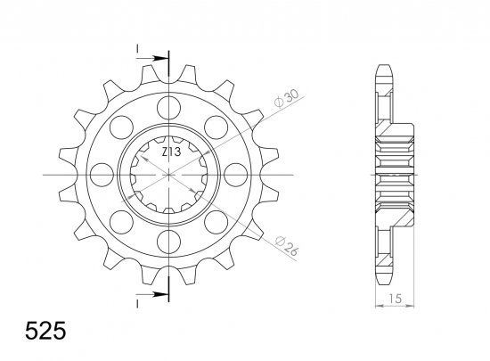 Front sprocket SUPERSPROX CST-404:15 15T, 525