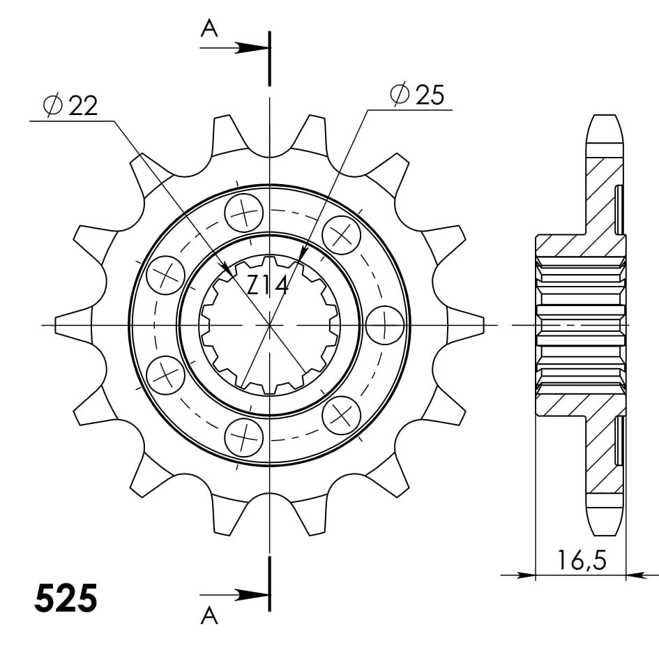 Front sprocket SUPERSPROX CST-4054:14 14T, 525