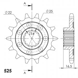 Front sprocket SUPERSPROX CST-4054:14 14T, 525