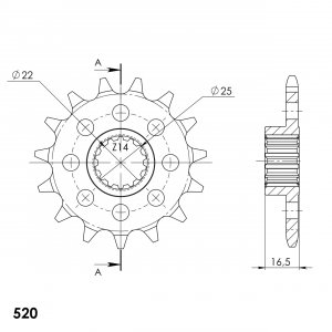 Front sprocket SUPERSPROX 14T, 520