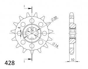 Front sprocket SUPERSPROX 13T, 428