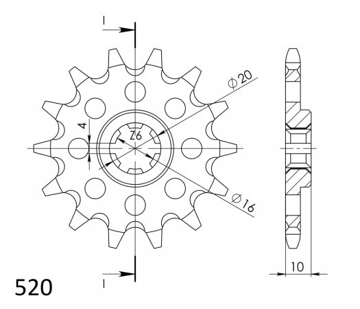 Front sprocket SUPERSPROX CST-411:14 14T, 520