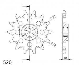 Front sprocket SUPERSPROX 14T, 520