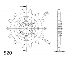 Front sprocket SUPERSPROX 13T, 428