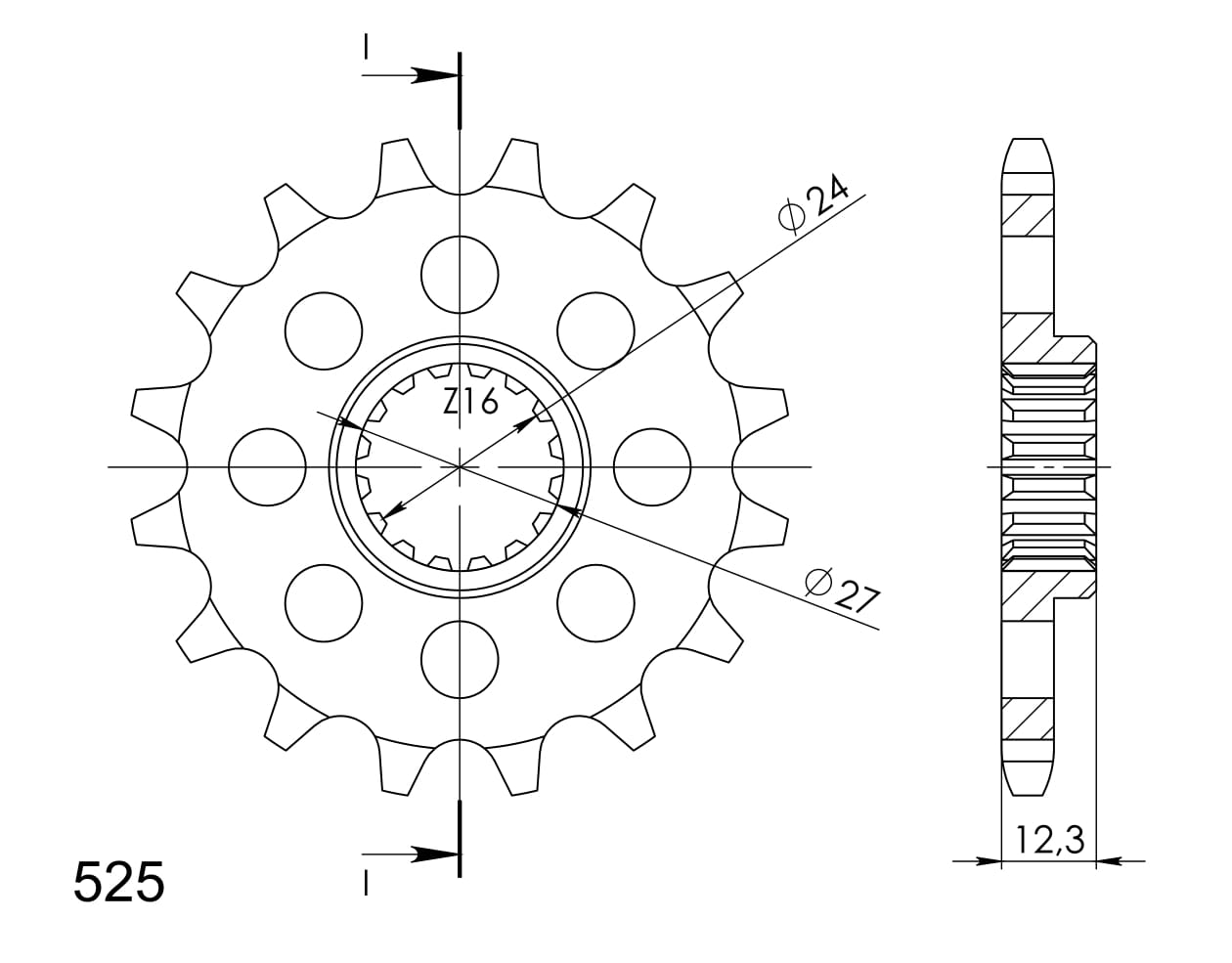 Front sprocket SUPERSPROX CST-444:16 16T, 525