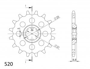 Front sprocket SUPERSPROX 14T, 520