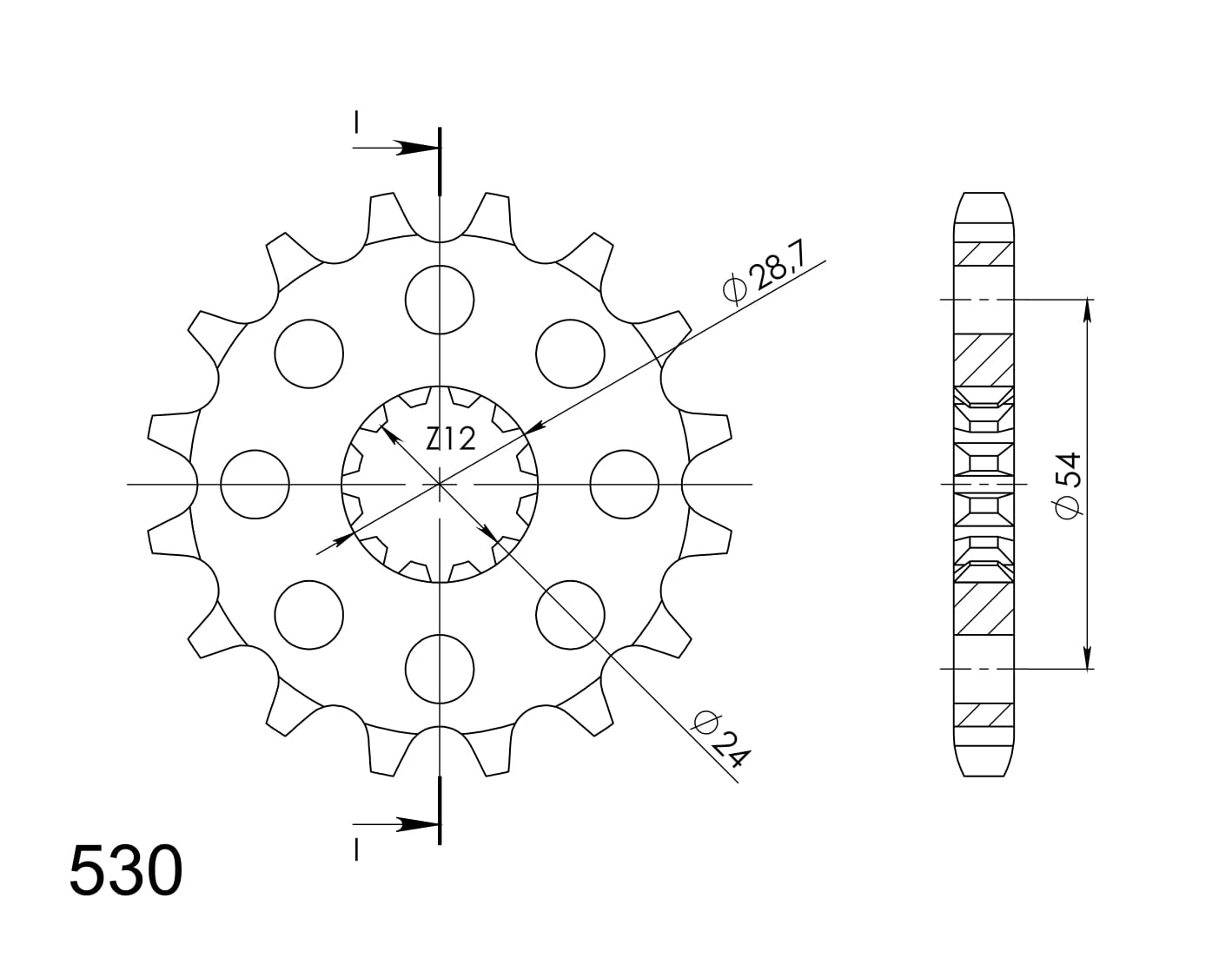 Front sprocket SUPERSPROX CST-517:15 15T, 530