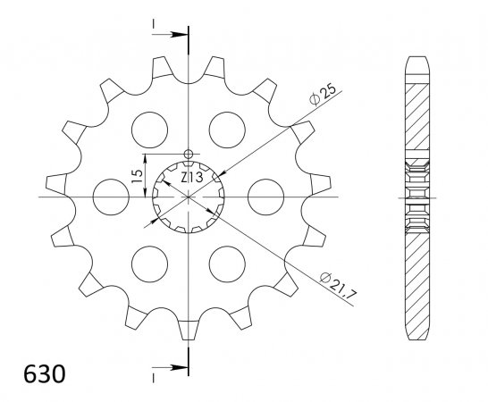 Front sprocket SUPERSPROX CST-518:13 13T, 630