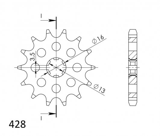 Front sprocket SUPERSPROX CST-542:13 13T, 428