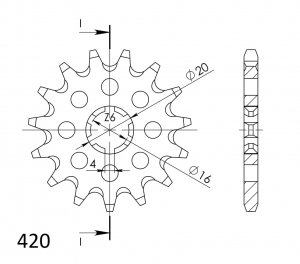 Front sprocket SUPERSPROX 14T, 420