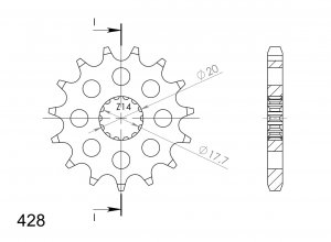 Front sprocket SUPERSPROX CST-558:13 13T, 428