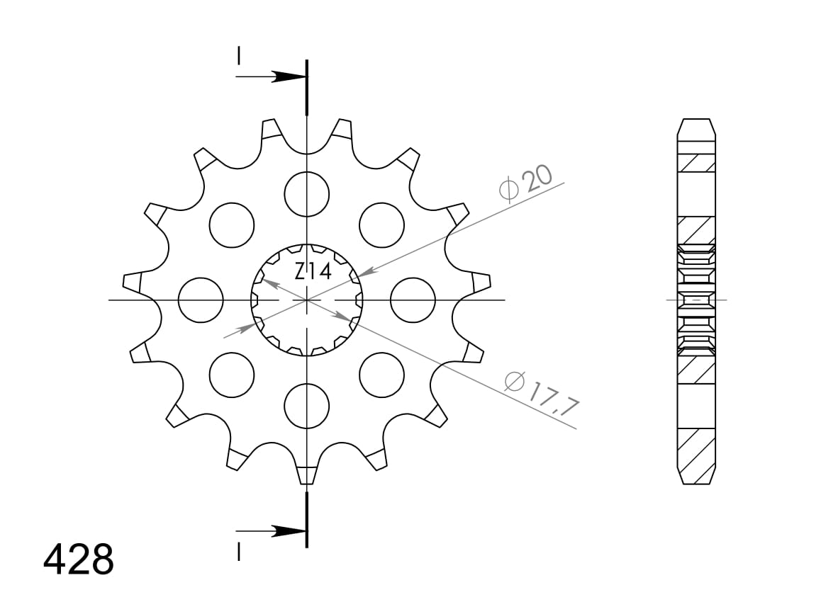 Front sprocket SUPERSPROX CST-558:16 16T, 428