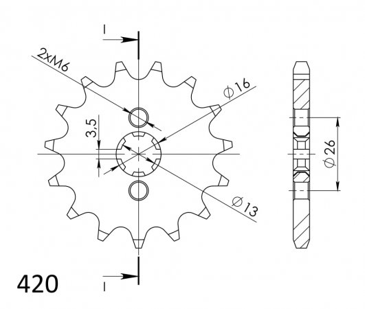 Front sprocket SUPERSPROX CST-563:13 13T, 420