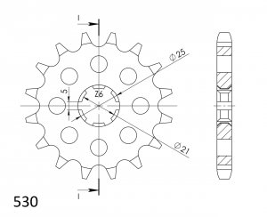 Front sprocket SUPERSPROX 16T, 530