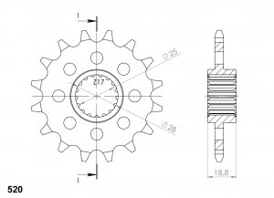 Front sprocket SUPERSPROX 17T, 520