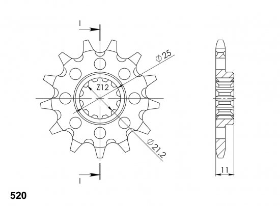 Front sprocket SUPERSPROX CST-824:12 12T, 520