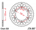 Rear ALU sprocket JT JTA 897-50RED 50T, 520 Red