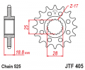 Front sprocket JT JTF 405-19RB 19T, 525 rubber cushioned