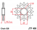 Front sprocket JT JTF 406-16RB 16T, 520 rubber cushioned