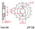 Front sprocket JT JTF 736-15RB 15T, 520 rubber cushioned