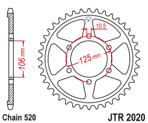 Rear sprocket JT 51T, 520