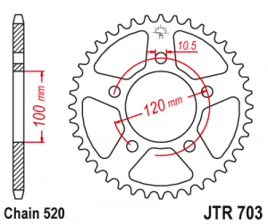 Rear sprocket JT 42T, 520